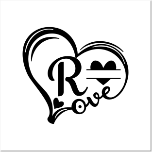 letter r monogram in the shape of love Posters and Art